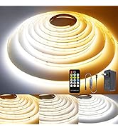 CCT COB LED Strip Lights Tunable White, 16.4ft Dimmable 2700K-6500K 24V Tunable White LED Strip L...