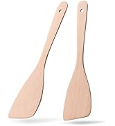 Hefild 2PCS Wooden Spatulas for Cooking,12.8inch Uncoated Beech Wood Turners for Frying,Non-Scrat...