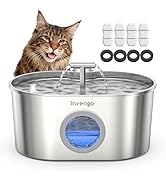 Invengo Cat Water Fountain Stainless Steel: 2.2L/74oz Automatic Pet Water Fountain for Cats &amp; Dog...