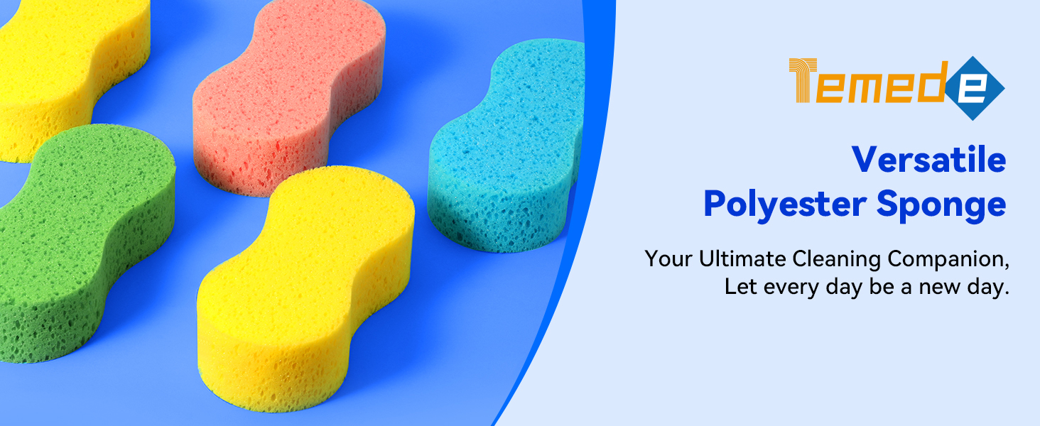 Temede Car Wash Sponge 5pcs, Large All Purpose Sponges for Cleaning