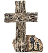 Standing Cross Cowboy and Kid - Rustic Western Faith Décor in Resin - Symbol of Strength, Guidanc...