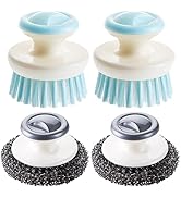 Multipurpose Dish Brush with Handle, Kitchen Scrub Brushes for Cleaning, Dish Scrubber with Stiff...