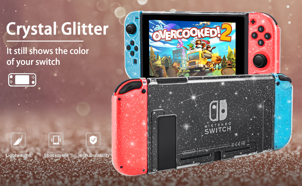 nintendo switch clear glitter case