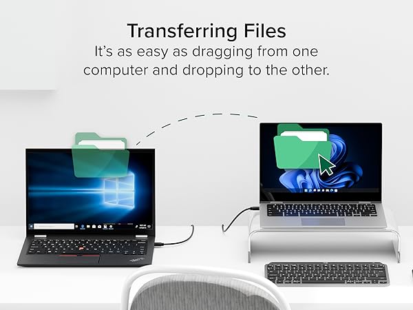 USB transfer cable for unlimited data transfer between two Windows PCs, fast and easy setup