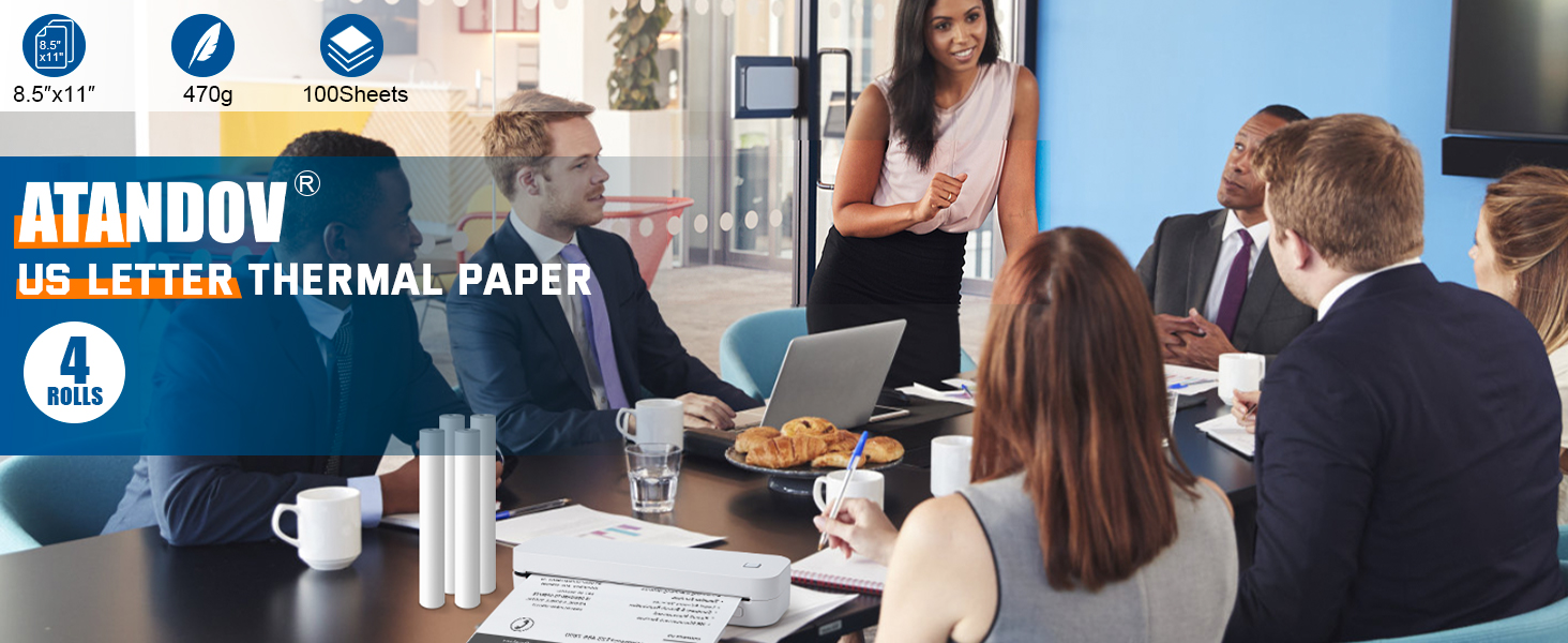Thermal Printer Paper 8.5&amp;#39;&amp;#39;x11&amp;#39;&amp;#39; US Letter Size, 4 Rolls BPA free Quick-Dry Thermal Printer Paper