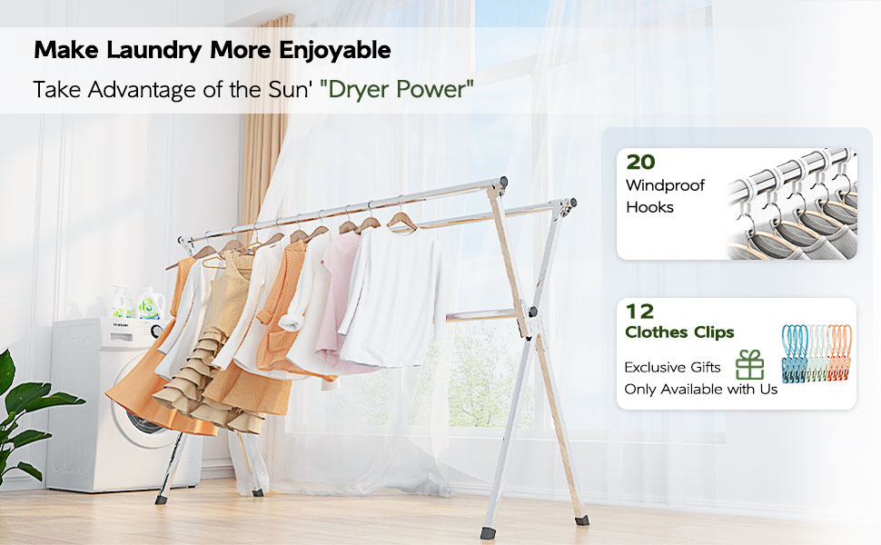 Laundry Drying Rack Folding Indoor Outdoor, Portable Drying Rack Clothing, Blanket Rack Clothesline