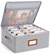 HULISEN Photo Storage Box, Photo Organizer for 2000 4x6 Pictures, Grey | Linen Keepsake Box with ...