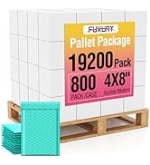 Fuxury Bubble Mailers 4x8" Teal Padded Envelopes 19200Pack Bulk Strong Adhesion Full Pallet of Pa...