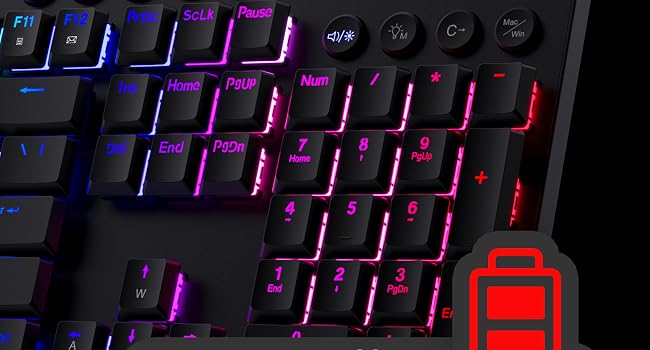 Redragon K618 PRO keyboard 1900mAh battery for wireless use supports longer sessions
