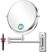 Auxmir 1X/30X Wall Mounted Makeup Mirror, 8'' Double Sided Magnifying Mirror with Tweezers, Bathr...