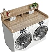 2-Tier Washer Dryer Countertop with 2.75" H Edge Rails, 54" W x 27.55" D Laundry Countertop for F...