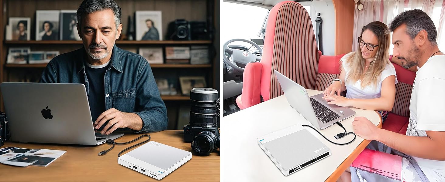 This CD DVD external drive for laptop easy to imports vintage photo CDs and rip your CD collection.