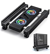 Tendak Adjustable Computer Tower Stand with Cooling Fan, Mobile CPU Holder Floor Stand with 4 Cas...