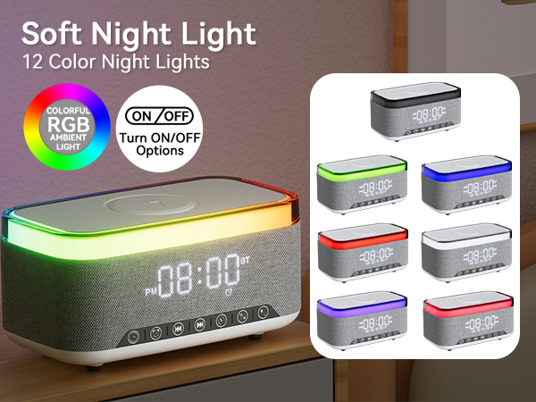 Wireless Charging Alarm Clock Speaker