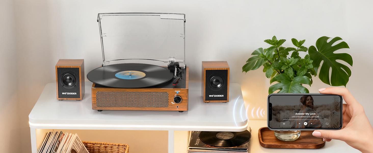 bluetooth record player with speakers