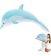 RYOLOY Dolphin Stuffed Animals Cuddle Pillow,43" Giant Stuffed Plush Animal Pillow Soft Marine Oc...