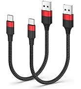 Short USB to USB C Cable, 2 Pack USB C Cable 1ft, Braided 12 inch Short USBC Cable 3A Fast Chargi...