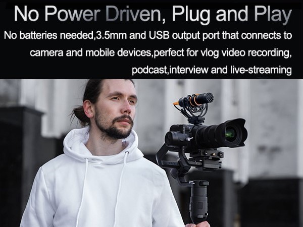 No Power Driven,Plug and Play.No batteries needed,3.5mm and USB output port.