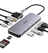 USB C Hub, ICZI 11 in 1 USB Hub 4K HDMI Adapter, USB C Laptop Docking Station with Audio/AUX, 100...