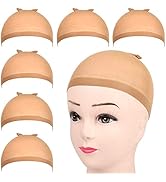 6 Pcs Stocking Wig Caps, FANDAMEI Light Brown Stocking Caps For Wigs, Stretchy Nylon Wig Caps for...