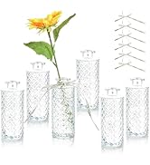 Glass Bud Vases,Mini Vintage Flower Vases,Small Glass Bud Vases in Bulk,Diamond Vases Set of 6,Cl...