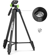 Huepar 60-Inch Lightweight Tripod Portable Adjustable Tripod for Laser Level with 3-Way Swivel Pa...