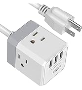 Power Strip, POWSAV Extension Cord with 3 USB Ports(Smart 3.0A Total) and 3-Outlet Extender, 5 Fe...