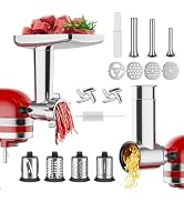 Meat Grinder &amp; Cheese Grater Attachment for KitchenAid Stand Mixer, Meat Grinder with Sausage Stu...