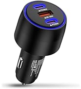 USB C Car Charger, 3-Port Super Fast Charging Cigarette Lighter Adapter for iPhone 17e Pro/Air/16...