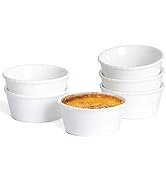 ONTUBE Ceramic Souffle Dishes Set of 6, Porcelain Ramekins Bakeware Set for Ramekin, 4oz (White)