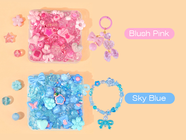 Pink beads charms and blue bead charms