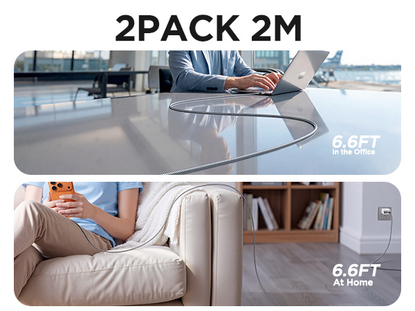 6.6feet USB-C to USB-C cable lets you use it in more situations