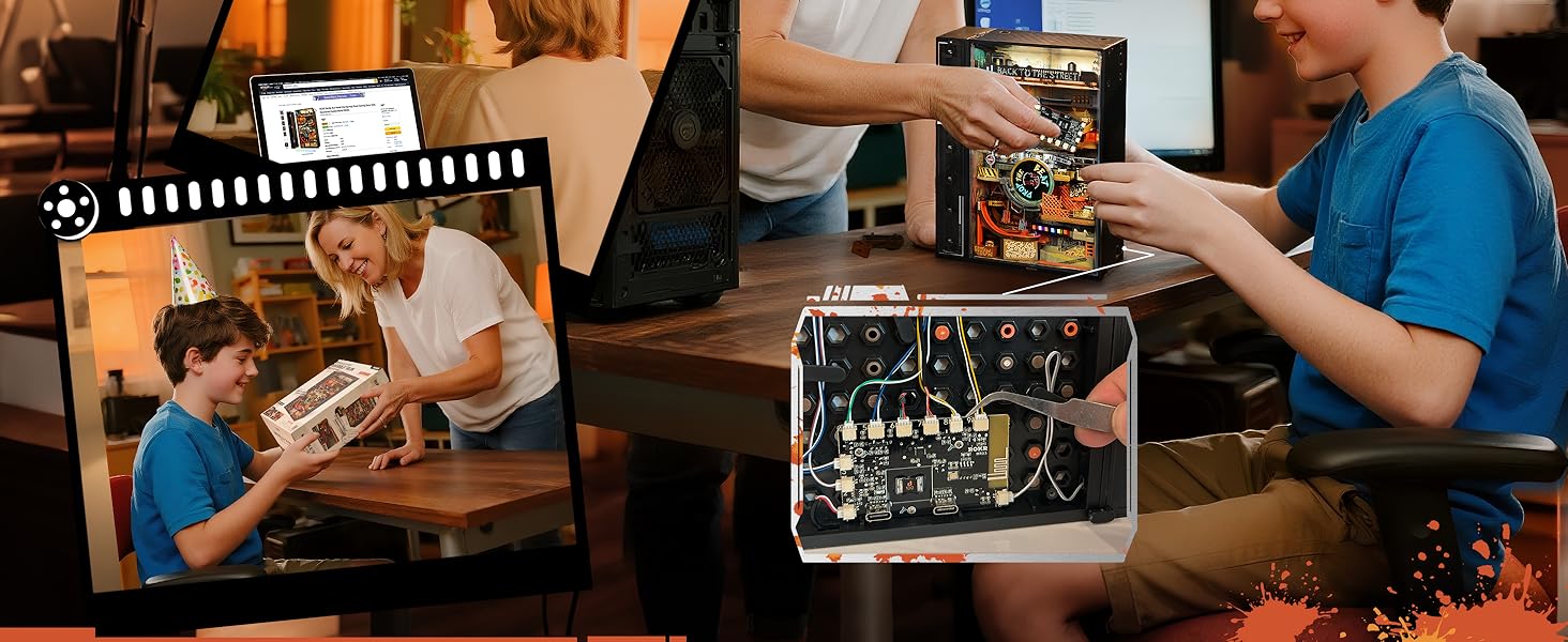 ROKR 3D Puzzle for Adults, Electric Marble Run Model Kits, Parallel World Hip-hop Street