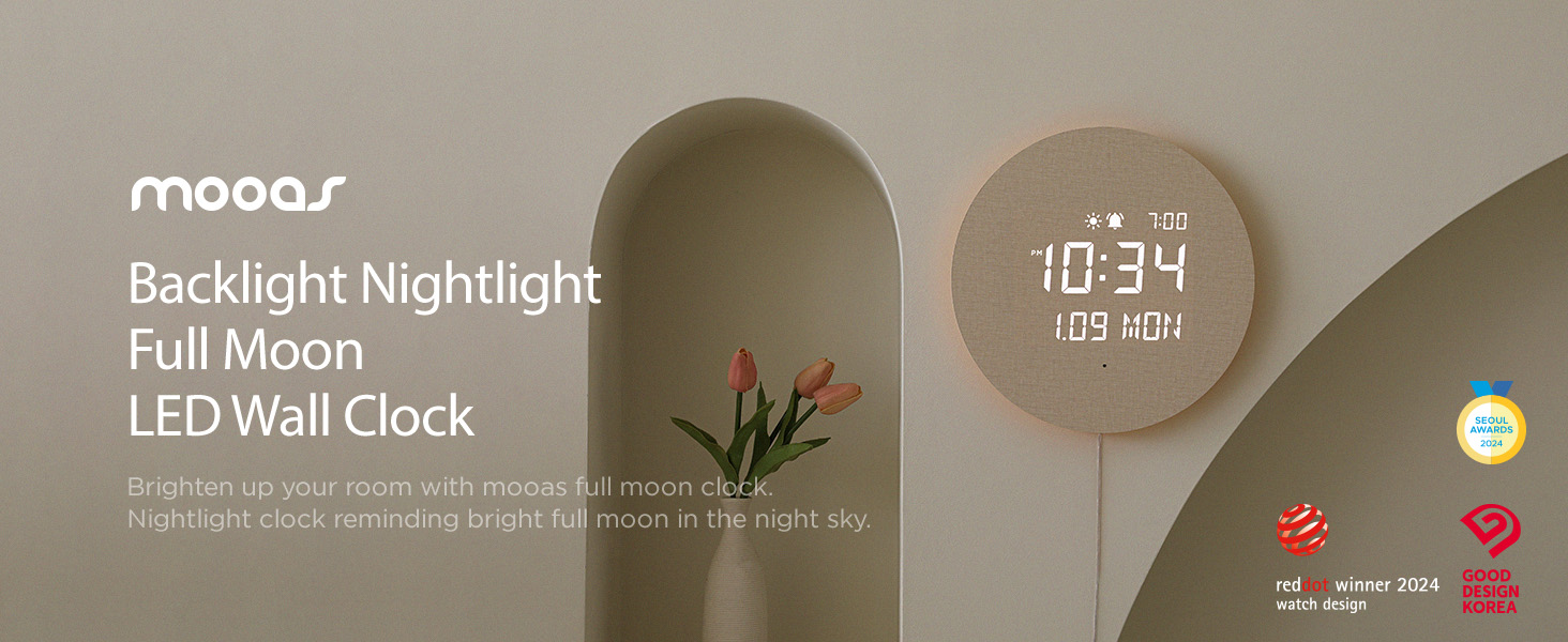 full moon wall clock led digital clock home livingroom bedroom wooden clock wood 