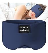 LC-dolida Sleep Mask with Bluetooth Headphones, Ice Silk Sleep Mask with Bluetooth 5.4, Total Bla...