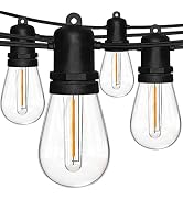 Goothy 48Ft Outdoor String Lights Waterproof S14 Dimmable Patio String Lights with 16 Shatterproo...