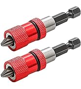 Saipe 2pcs Adjustable Screw Depth Screwdriver Bit Holder Magnetic Steel Screwdriver Drywall Bit 1...