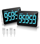 2 Packs Rechargeable Digital Classroom Timer Kitchen Timer, Magnetic Timers with Countdown/up wit...