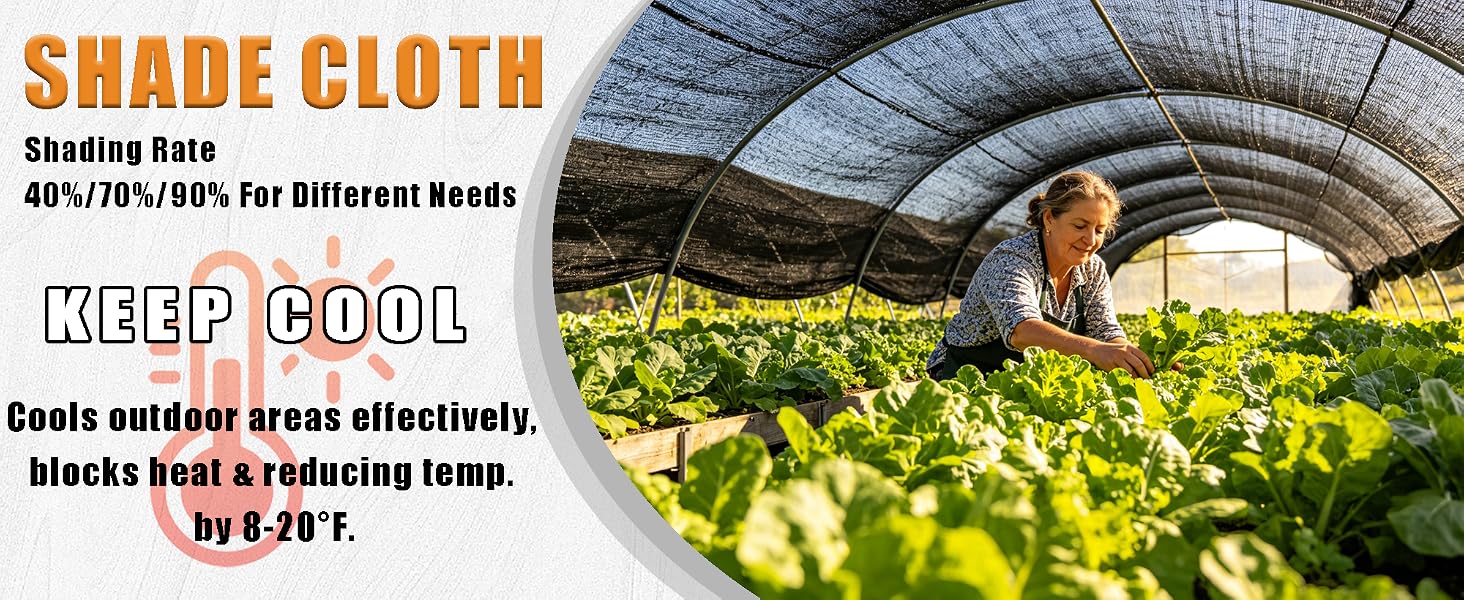 E.share black shade cloth 40%/70%/90% shading rate cool outdoor reduce temp. by 8-20?