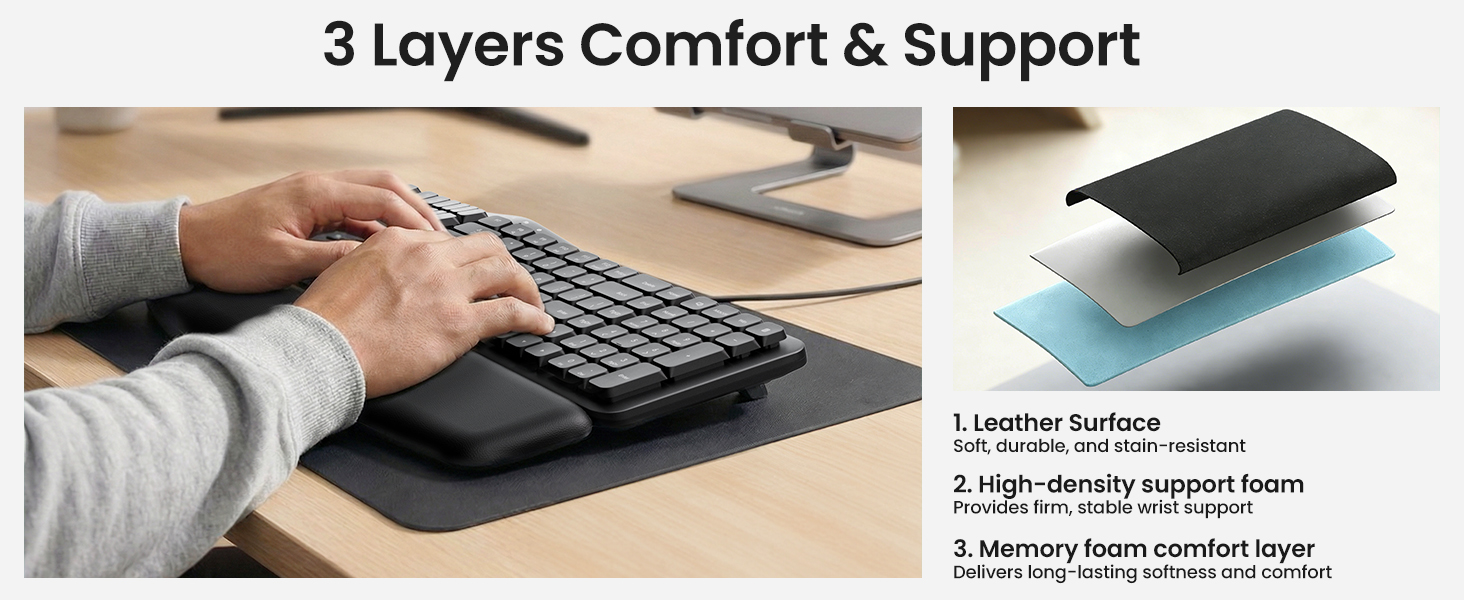 Ergonomic Keyboard Wired Split Design Palm Rest Volcano Keycaps Natural Typing Type C USB Plug