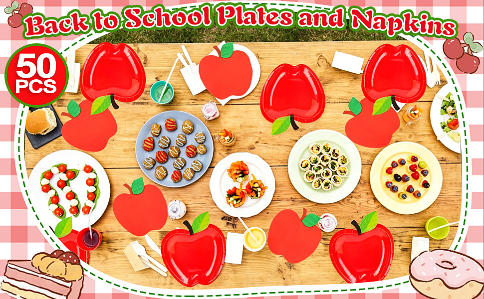 50 Pcs Back to School Plates and Napkins