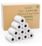 2 1/4" x 50' feet Thermal Paper, POS Cash Register Receipt Rolls,10 Rolls Receipt Paper, Fits All...