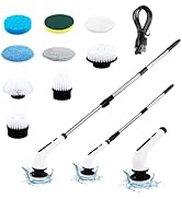 Wzxlj.Y 9-in-1 Cordless Electric Spin Scrubber,Rechargeable Bathroom Cleaning Brush with 9 Replac...