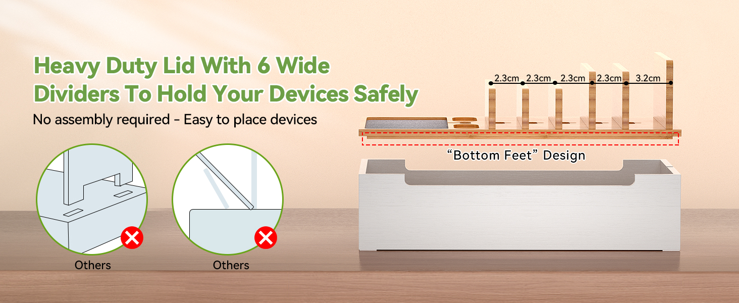 Pezin &amp; Hulin Bamboo Charging Station Organizer for Multiple Devices Docking Charging Stand