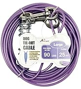 Petest Tie-Out Cable with Crimp Cover for Dogs Up to 35/60/90/125/250 Pounds, 15ft 25ft 30ft Leng...
