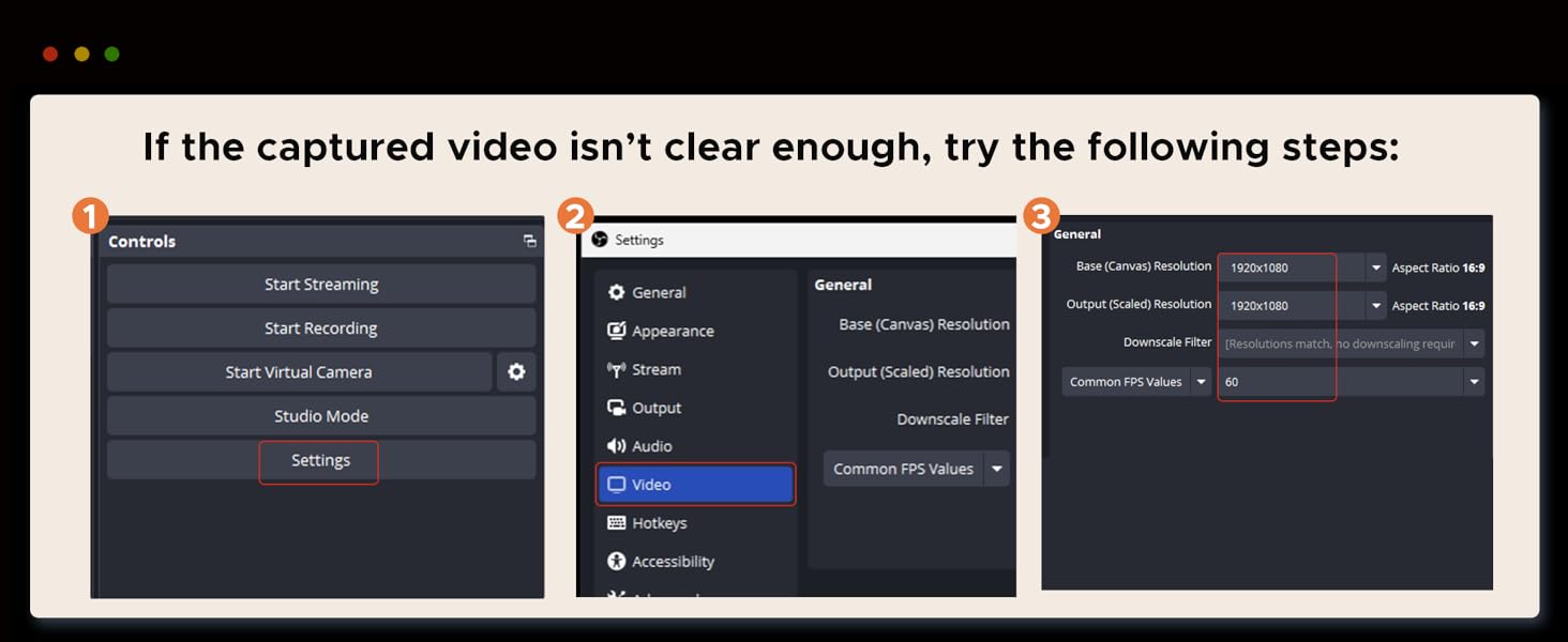 Capture Card Settings Notes