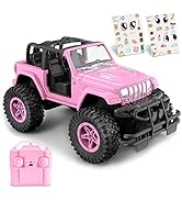 NQD RC Cars with DIY Sticker, 1:16 Scale Pink Remote Control Car for Girls, 80 Min Play 2.4Ghz Je...