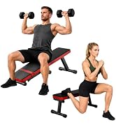 Magicdo Flat Weight Bench 618 LB Workout Bench for Home Gym Adjustable Foldable Dumbbell Bench Pr...