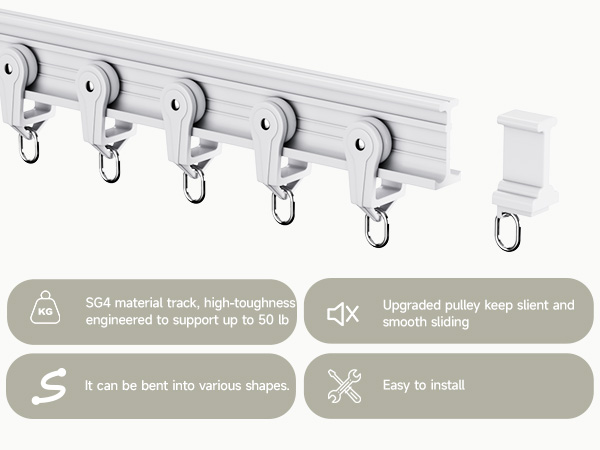 Room Divider Curtains Bendable Tracks Set,Privacy Dividers Window Blackout Curtains Living Room