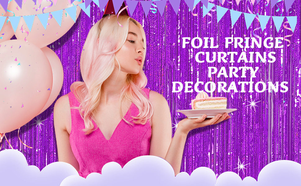 purple tinsel backdrop birthday party decorations tinsel curtain party streamers backdrop fringe